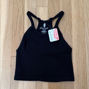 FP Movement by Free People Black Ribbed Crop Top